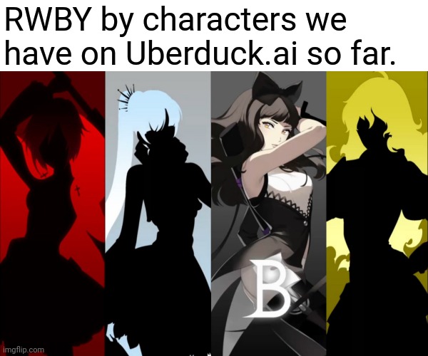 B | RWBY by characters we have on Uberduck.ai so far. | image tagged in memes,rwby,uberduck,blake belladonna | made w/ Imgflip meme maker