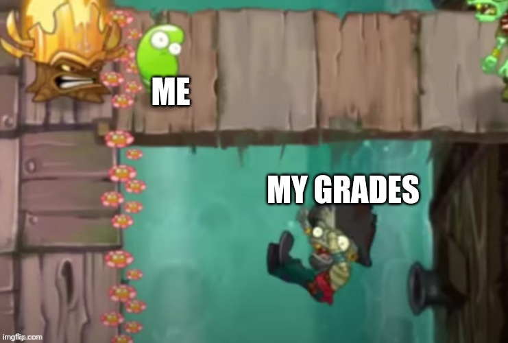 Truth | ME; MY GRADES | image tagged in pirate zombie falling | made w/ Imgflip meme maker