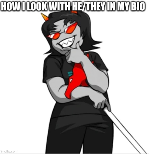 fr | HOW I LOOK WITH HE/THEY IN MY BIO | image tagged in homestuck,i hate school | made w/ Imgflip meme maker