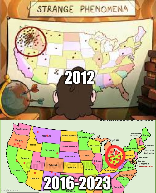 2012; 2016-2023 | image tagged in gravity falls,ohio state | made w/ Imgflip meme maker