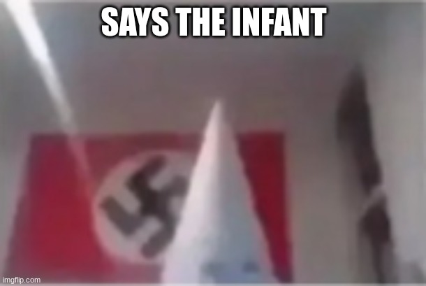 bros gonna whip a black person | SAYS THE INFANT | image tagged in bros gonna whip a black person | made w/ Imgflip meme maker
