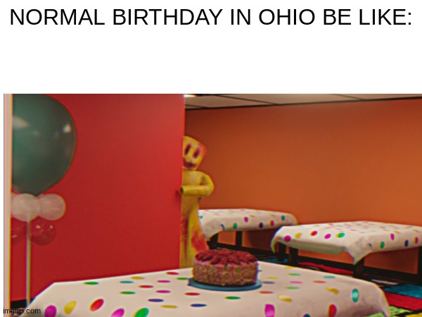 ohio | NORMAL BIRTHDAY IN OHIO BE LIKE: | image tagged in backrooms | made w/ Imgflip meme maker