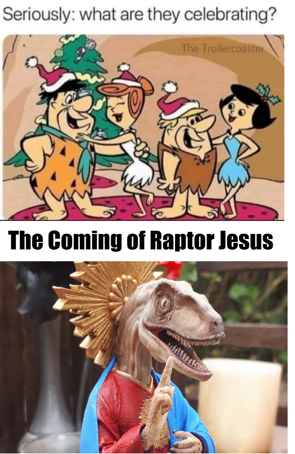 Flintstones Celebrate Raptor Jesus Blank Meme Template