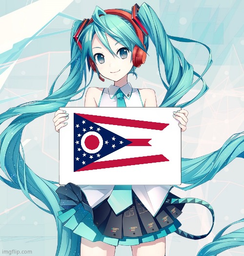 Hatsune Miku holding a sign | image tagged in hatsune miku holding a sign,ohio,funny memes,music | made w/ Imgflip meme maker