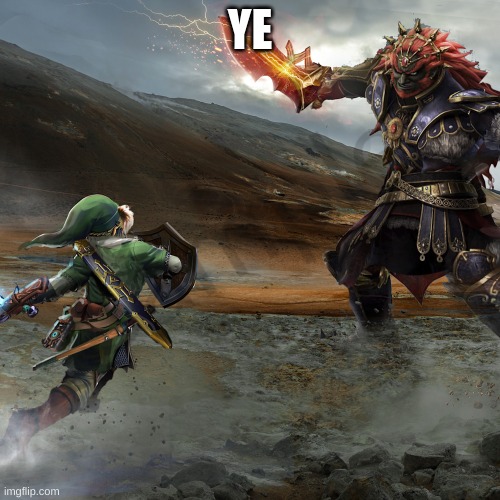 sooo umm ye | YE | image tagged in link v s ganondorf | made w/ Imgflip meme maker