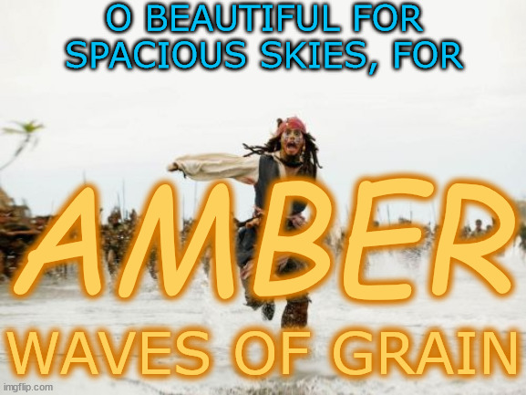 From Sea to Shining Sea | O BEAUTIFUL FOR SPACIOUS SKIES, FOR; AMBER; WAVES OF GRAIN | image tagged in memes,jack sparrow being chased,johnny depp,amber heard | made w/ Imgflip meme maker