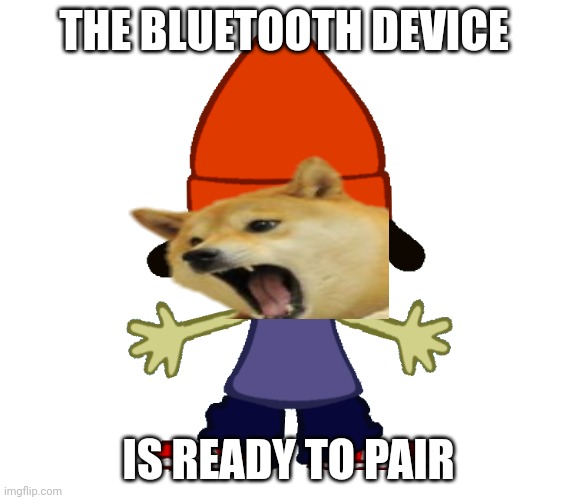 Parappa png | THE BLUETOOTH DEVICE IS READY TO PAIR | image tagged in parappa png | made w/ Imgflip meme maker