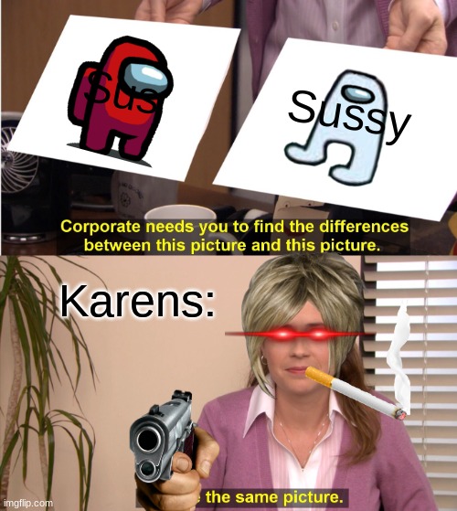 They're The Same Picture Meme | Sus; Sussy; Karens: | image tagged in memes,they're the same picture | made w/ Imgflip meme maker