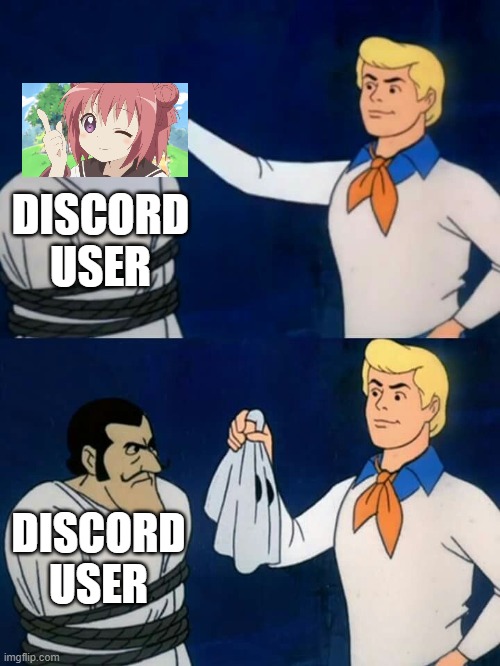 true story | DISCORD USER; DISCORD USER | image tagged in scooby doo mask reveal,discord user,meme,funny meme,funny,hahahahahhaha | made w/ Imgflip meme maker
