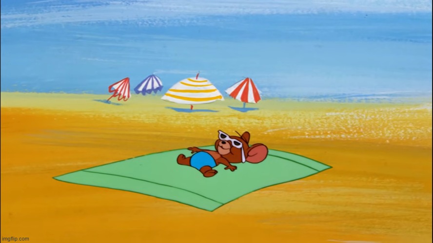 Jerry on the Beach | image tagged in jerry on the beach,custom template,tom and jerry | made w/ Imgflip meme maker