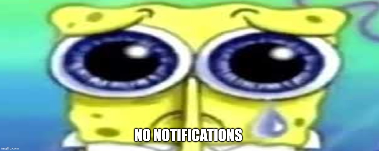 Sad Spong | NO NOTIFICATIONS | image tagged in sad spong | made w/ Imgflip meme maker