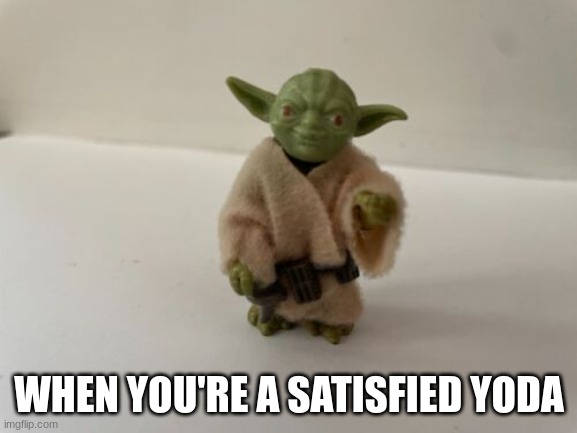 satisfied yoda | WHEN YOU'RE A SATISFIED YODA | image tagged in funny,funny memes,fun,yoda,memes | made w/ Imgflip meme maker