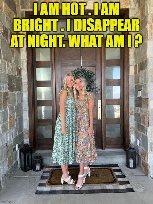 I AM HOT . I AM BRIGHT . I DISAPPEAR AT NIGHT. WHAT AM I ? | image tagged in riddle | made w/ Imgflip meme maker