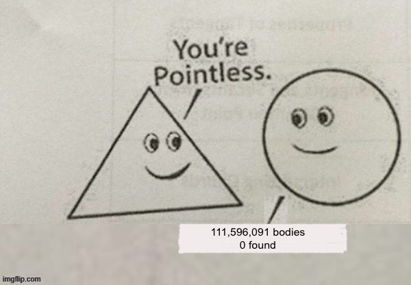 The circle is me | 111,596,091 bodies
0 found | image tagged in your pointless,circle | made w/ Imgflip meme maker