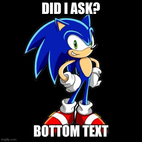 You're Too Slow Sonic Meme | DID I ASK? BOTTOM TEXT | image tagged in memes,you're too slow sonic | made w/ Imgflip meme maker