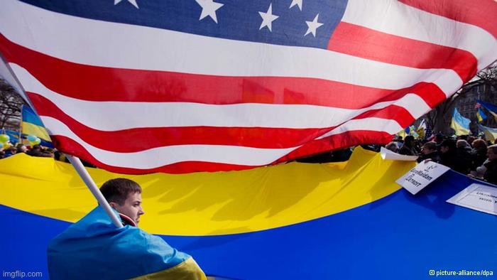 Ukraine and American flag | image tagged in ukraine and american flag | made w/ Imgflip meme maker