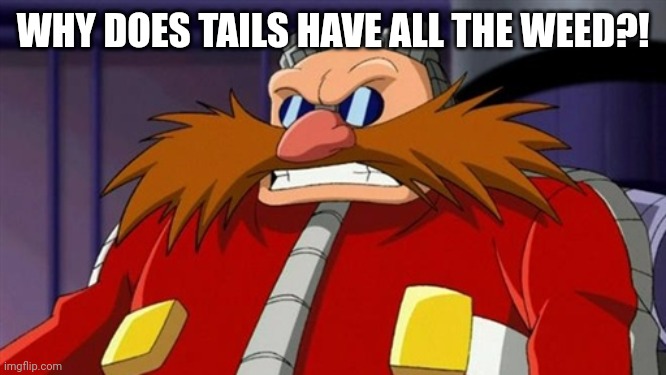 Dr Eggman | WHY DOES TAILS HAVE ALL THE WEED?! | image tagged in dr eggman | made w/ Imgflip meme maker
