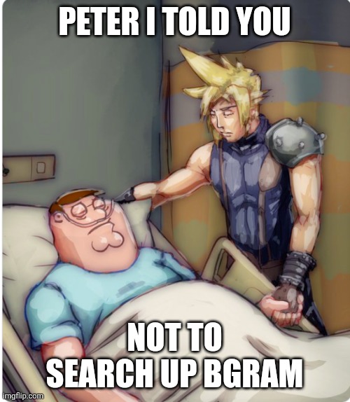 Pls dont | PETER I TOLD YOU; NOT TO SEARCH UP BGRAM | image tagged in peter i told you | made w/ Imgflip meme maker