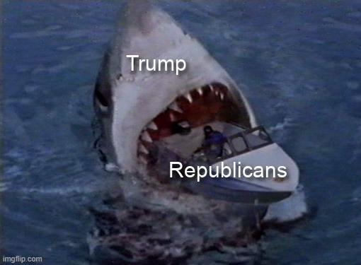 jump the SHARK attack | image tagged in republicans,married,trump,now,like,divorce | made w/ Imgflip meme maker