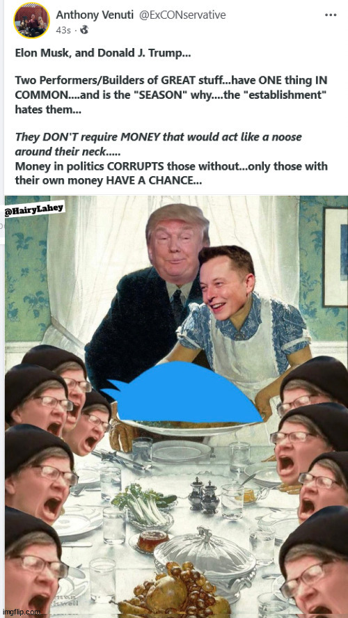 Musk & Trump...The DUO...and what they have in common | image tagged in musk,trump,deep state,twitter,fbi,evil | made w/ Imgflip meme maker