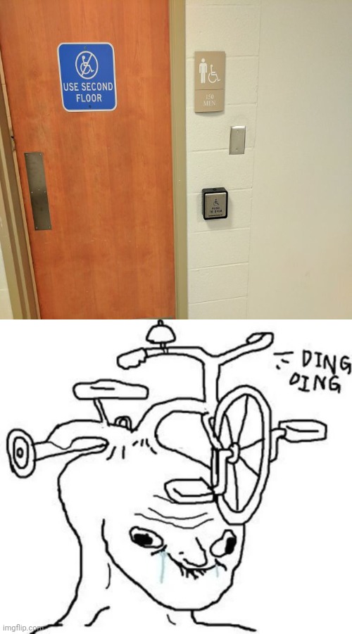 Oh, the irony | image tagged in ding ding,you had one job,handicapped,floor,memes,ironic | made w/ Imgflip meme maker