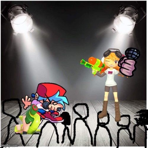 Bf and meggy rapping in the stage | image tagged in fnf | made w/ Imgflip meme maker