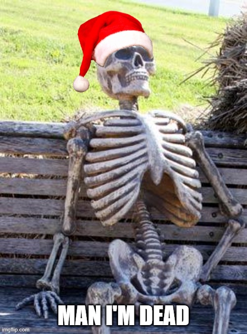 When Santa finishes delivering the presents | MAN I'M DEAD | image tagged in memes,waiting skeleton,meme,funny,santa,santa clause | made w/ Imgflip meme maker