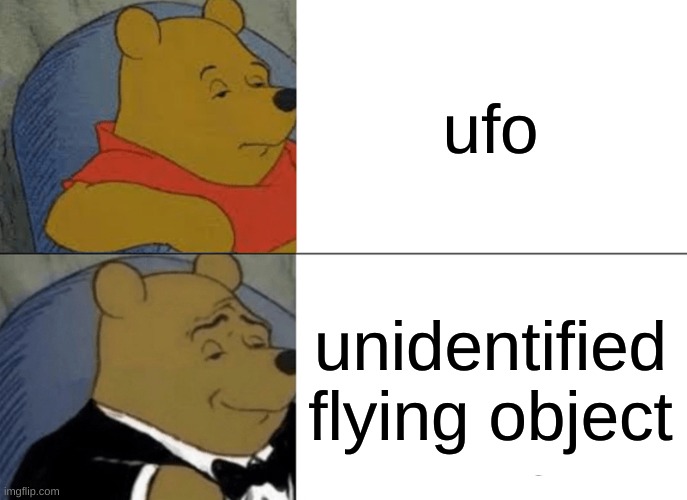 Tuxedo Winnie The Pooh Meme | ufo; unidentified flying object | image tagged in memes,tuxedo winnie the pooh,lol,funny,ufo,government | made w/ Imgflip meme maker
