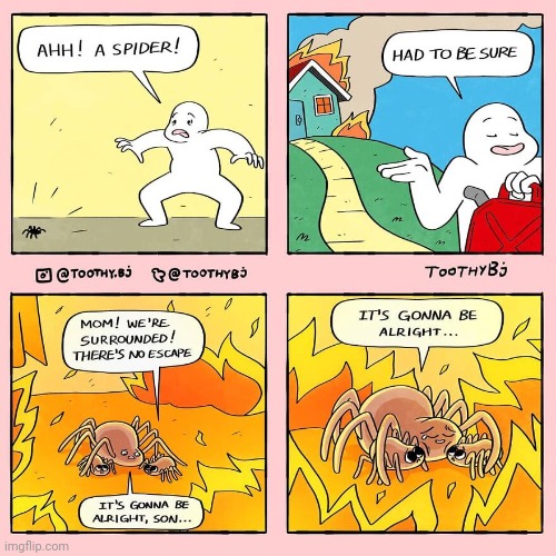 Spider fire | image tagged in spider,spiders,fires,fire,comics,comics/cartoons | made w/ Imgflip meme maker