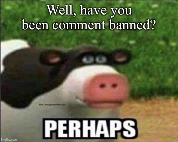 Perhaps Cow | Well, have you been comment banned? | image tagged in perhaps cow | made w/ Imgflip meme maker