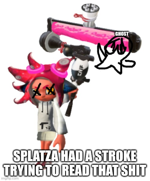 In game splatza | GHOST SPLATZA HAD A STROKE TRYING TO READ THAT SHIT | image tagged in in game splatza | made w/ Imgflip meme maker
