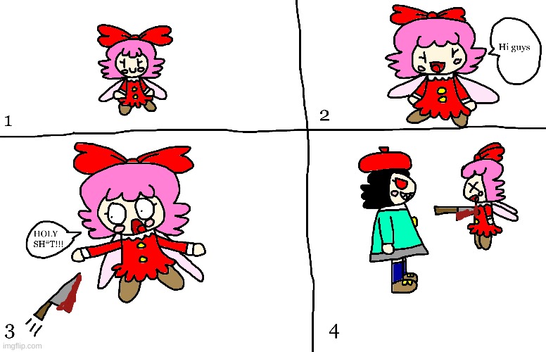 Another Possessed Adeleine Comic | image tagged in kirby,gore,blood,funny,comics/cartoons,fanart | made w/ Imgflip meme maker