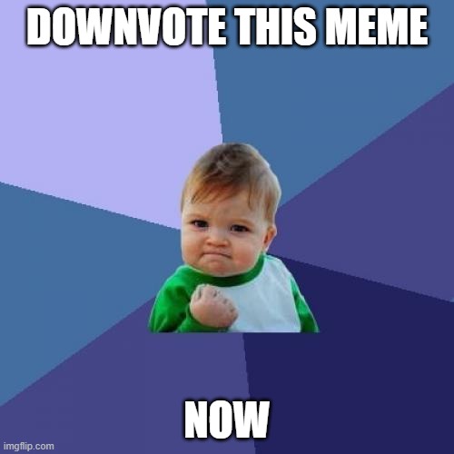 Hmmmmmmmm | DOWNVOTE THIS MEME; NOW | image tagged in memes,success kid | made w/ Imgflip meme maker