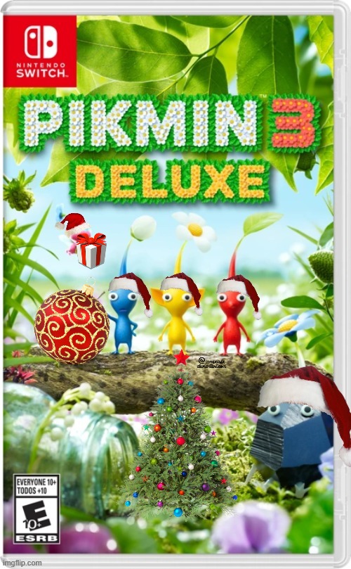 pikmin 3 deluxe christmas edition | image tagged in pikmin 3,nintendo switch,christmas | made w/ Imgflip meme maker