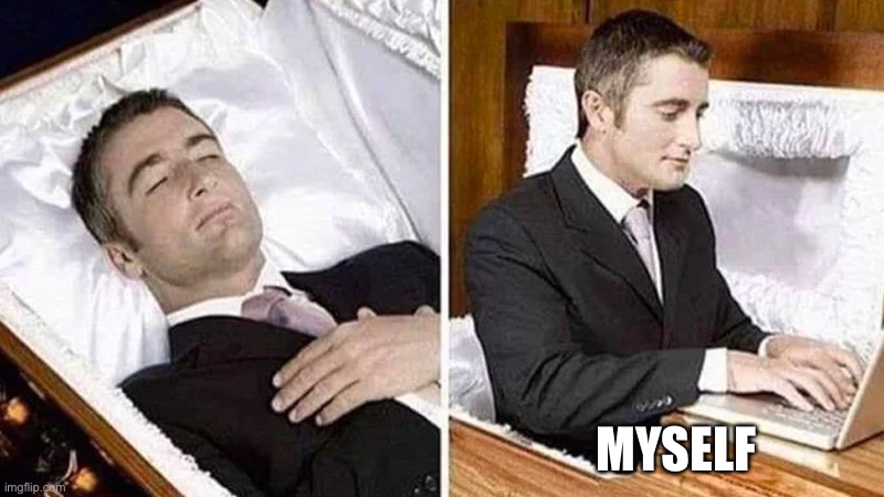 deceased man going on his computer | MYSELF | image tagged in deceased man going on his computer | made w/ Imgflip meme maker