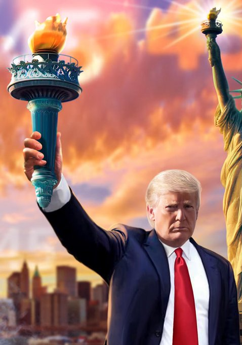 Trump torch trading card statue of liberty JPP Blank Meme Template