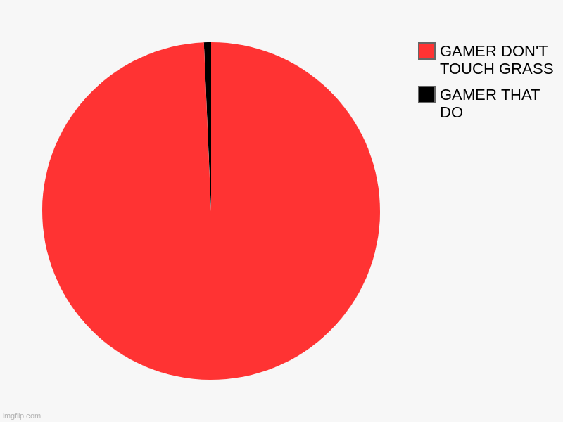 GAMER THAT DO, GAMER DON'T TOUCH GRASS | image tagged in charts,pie charts | made w/ Imgflip chart maker