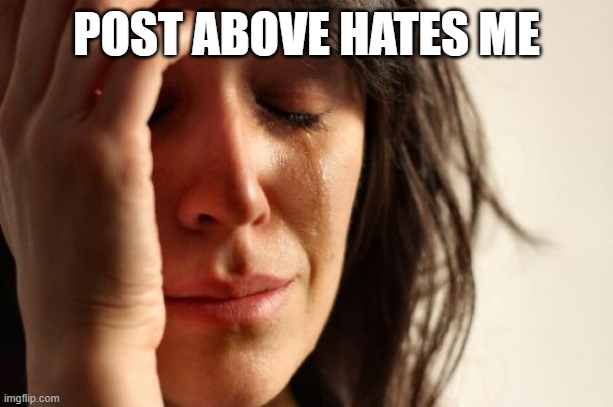 First World Problems | POST ABOVE HATES ME | image tagged in memes,first world problems | made w/ Imgflip meme maker