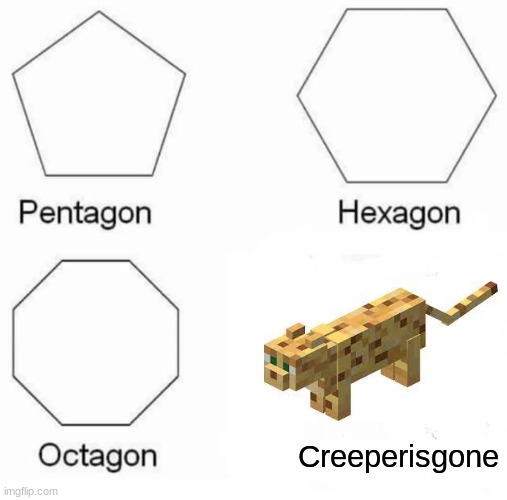 Creepers are scared of cats! | Creeperisgone | image tagged in memes,pentagon hexagon octagon | made w/ Imgflip meme maker