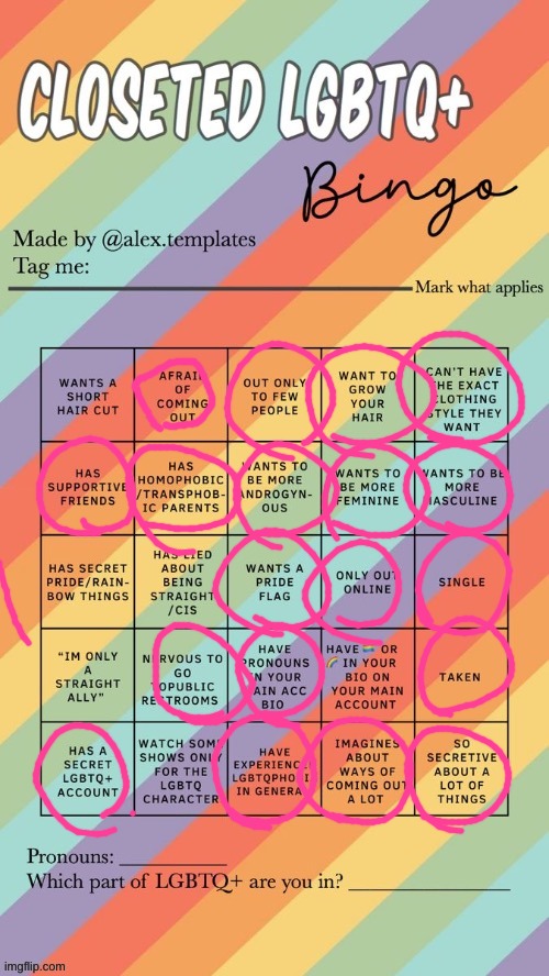 pls help im not supposed to be on here rn | image tagged in closeted lgbtq bingo | made w/ Imgflip meme maker