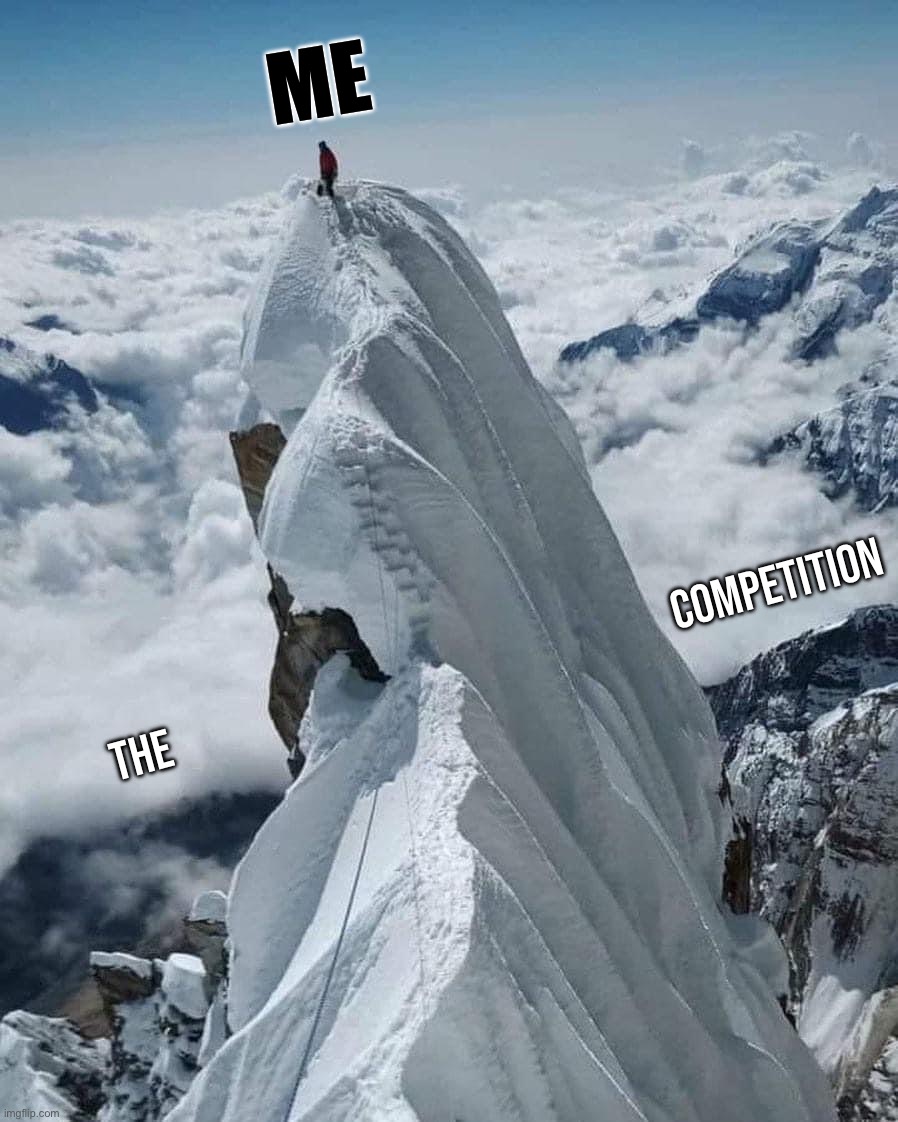 Yo I just walked up here. No sweat. And you bro? #grindset | ME; The                                                            Competition | image tagged in annapurna,grindset,hustle,level up,focus,improvise adapt overcome | made w/ Imgflip meme maker