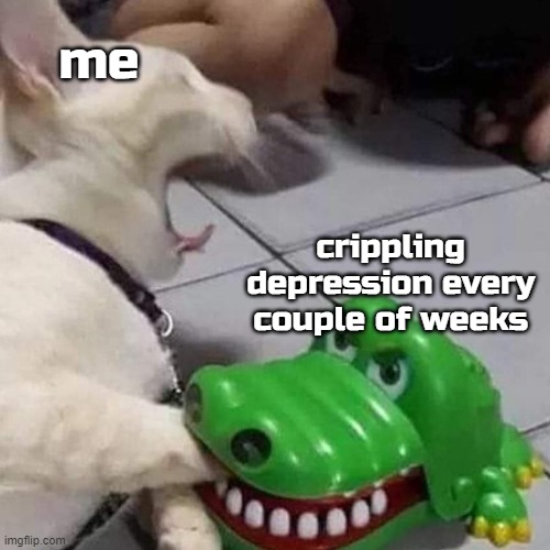 me; crippling depression every couple of weeks | made w/ Imgflip meme maker
