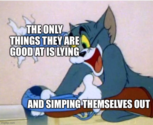 Tom and Jerry | THE ONLY THINGS THEY ARE GOOD AT IS LYING AND SIMPING THEMSELVES OUT | image tagged in tom and jerry | made w/ Imgflip meme maker