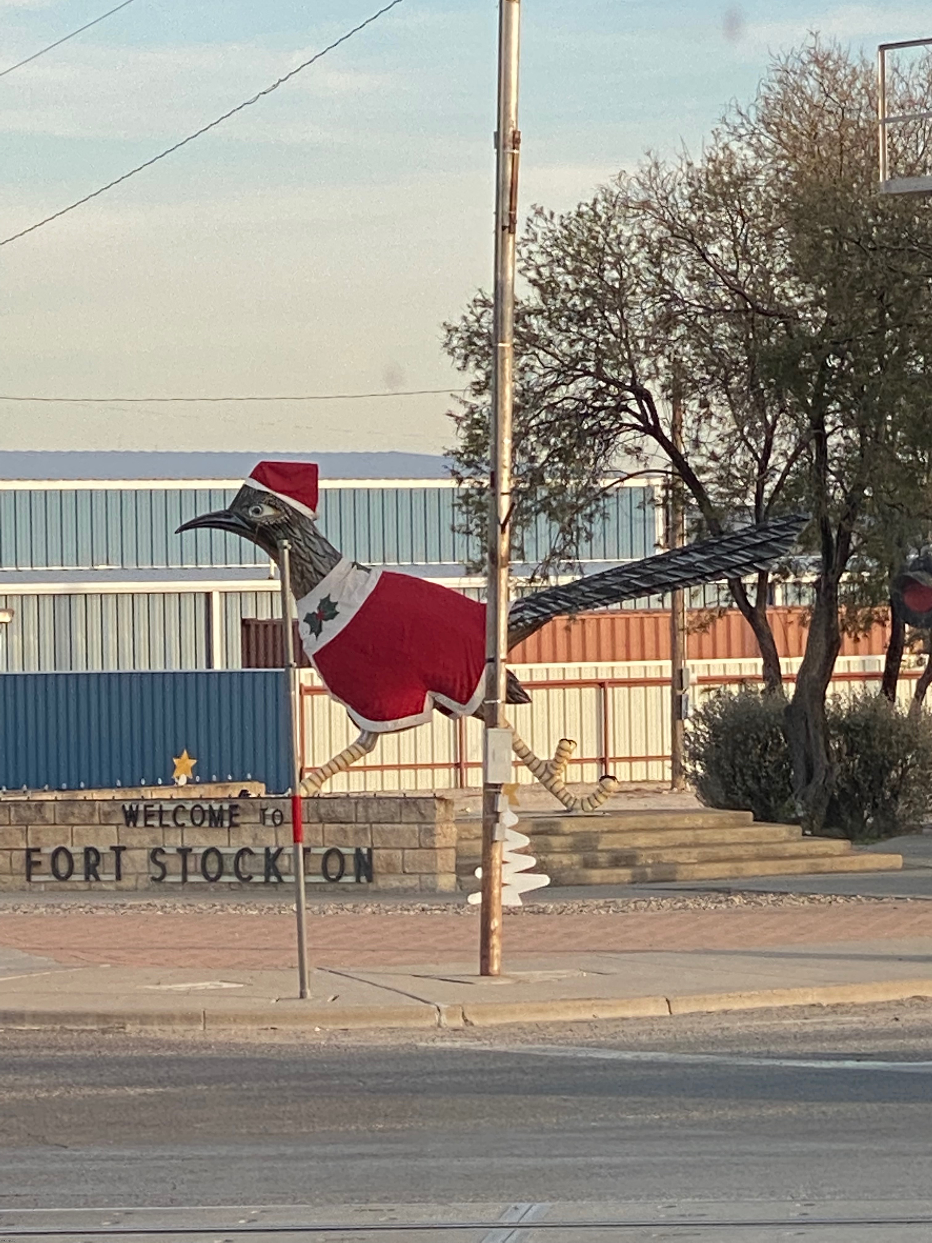 Roadrunner statue, Fort Stockton TX 12/20/22 | made w/ Imgflip meme maker