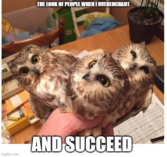 THE LOOK OF PEOPLE WHEN I OVERENCHANT; AND SUCCEED | made w/ Imgflip meme maker