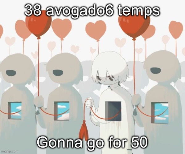 Avogado6 | 38 avogado6 temps; Gonna go for 50 | image tagged in avogado6 | made w/ Imgflip meme maker