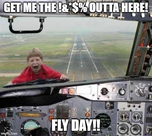 Fly day | GET ME THE !&*$% OUTTA HERE! FLY DAY!! | image tagged in funny,work,flying | made w/ Imgflip meme maker