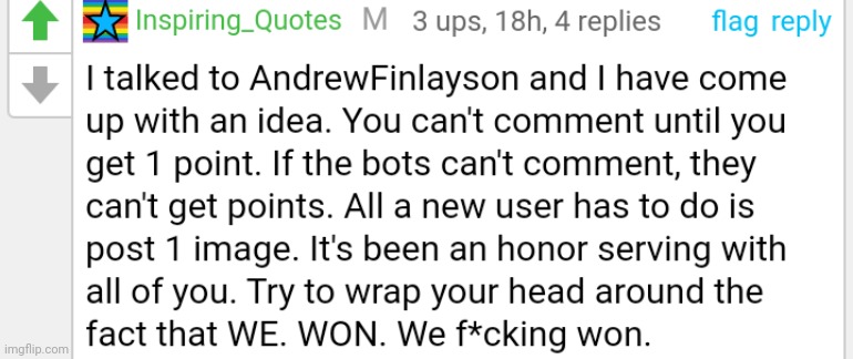 Took screenshots of this comment to prove s3xbots are gone, used in comments | made w/ Imgflip meme maker