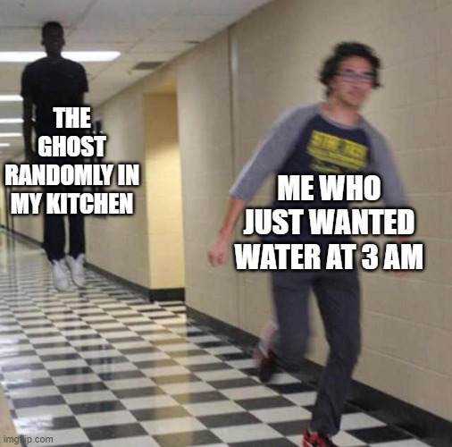 send help please | THE GHOST RANDOMLY IN MY KITCHEN; ME WHO JUST WANTED WATER AT 3 AM | image tagged in floating boy chasing running boy | made w/ Imgflip meme maker