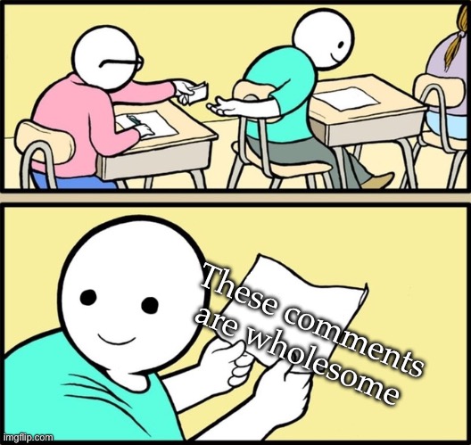 Wholesome comment chain | These comments are wholesome | image tagged in wholesome note passing | made w/ Imgflip meme maker